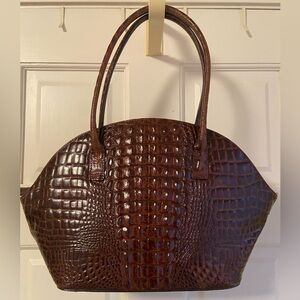 Vintage leather croc print handle bag
